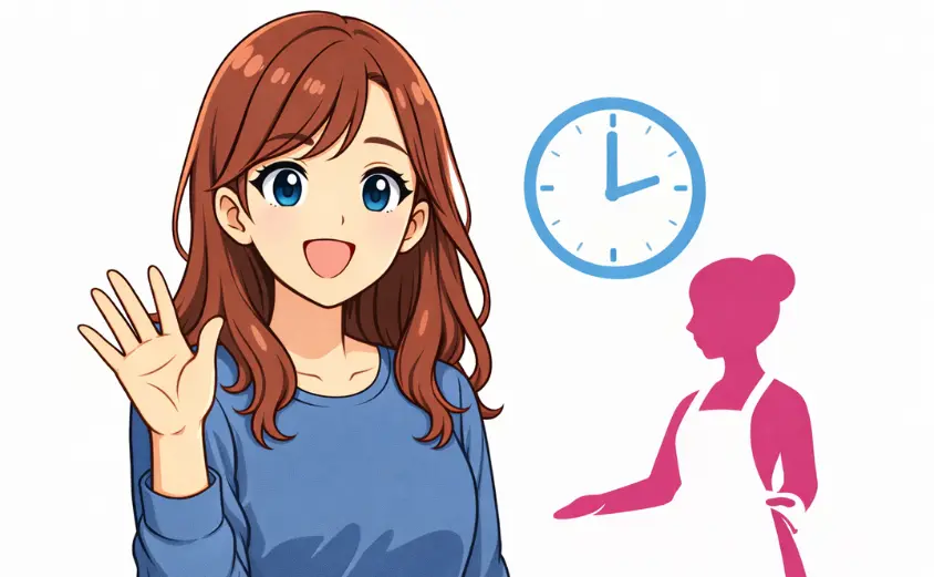 チャットレディを始める主婦のイメージイラスト｜在宅ワーク・顔出し不要・時間帯攻略