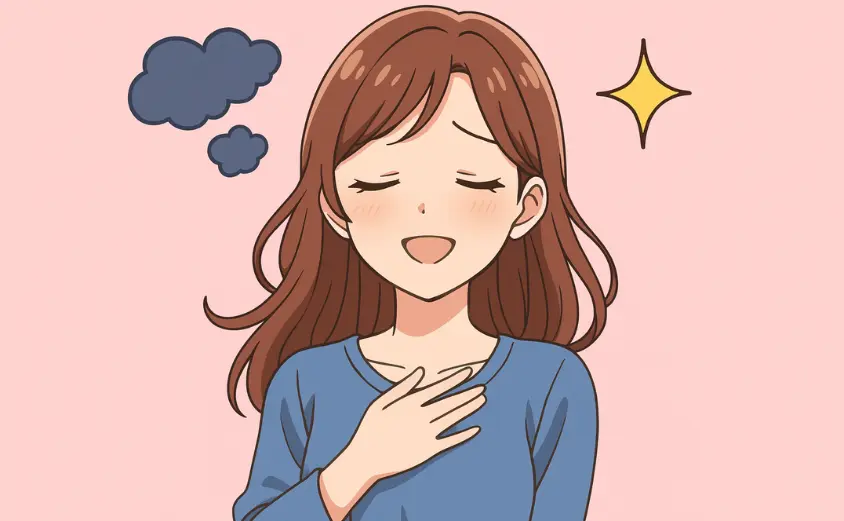 チャットレディが緊張を克服して安心して働く様子を描いたイラスト