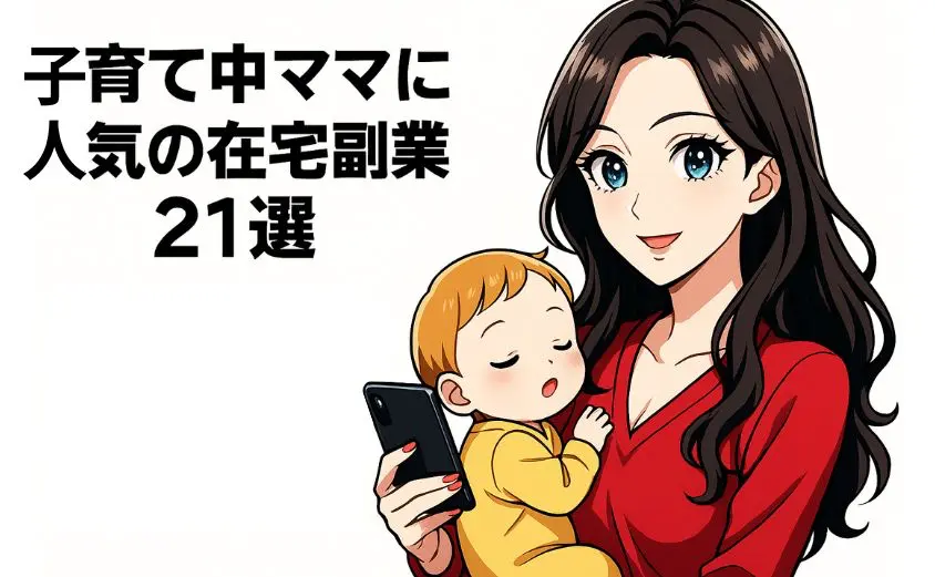 在宅副業に取り組む30代ママのイラスト