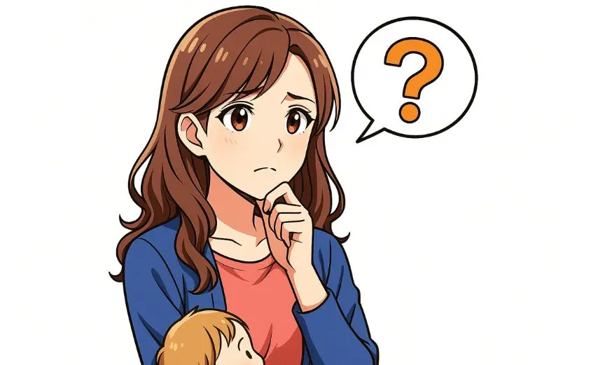 在宅副業の疑問を抱える30代ママのイラスト