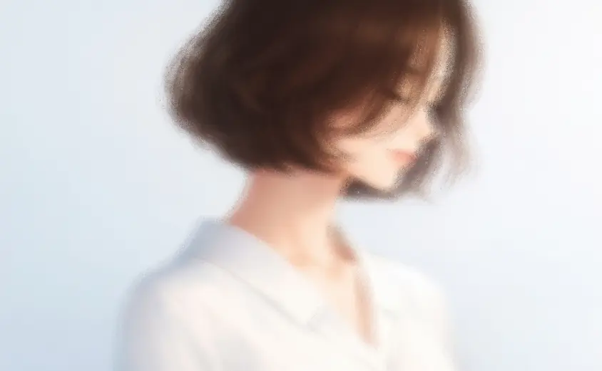 下を向いた女性のイラスト。顔全体にぼかし加工を施した、身バレ対策向けのクレアのプロフィール写真例